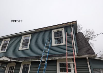 Fascia, soffit & gutter replacement due to ice & heavy snow - Before-2024